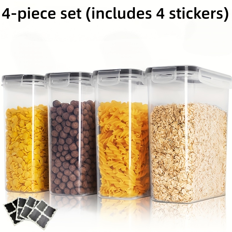 TEMU 4pcs Set (with 4pcs Stickers) Refrigerator Storage Container Organization | Sealed Food Storage Jar [2000ml/70.4oz], Suitable For Kitchen And