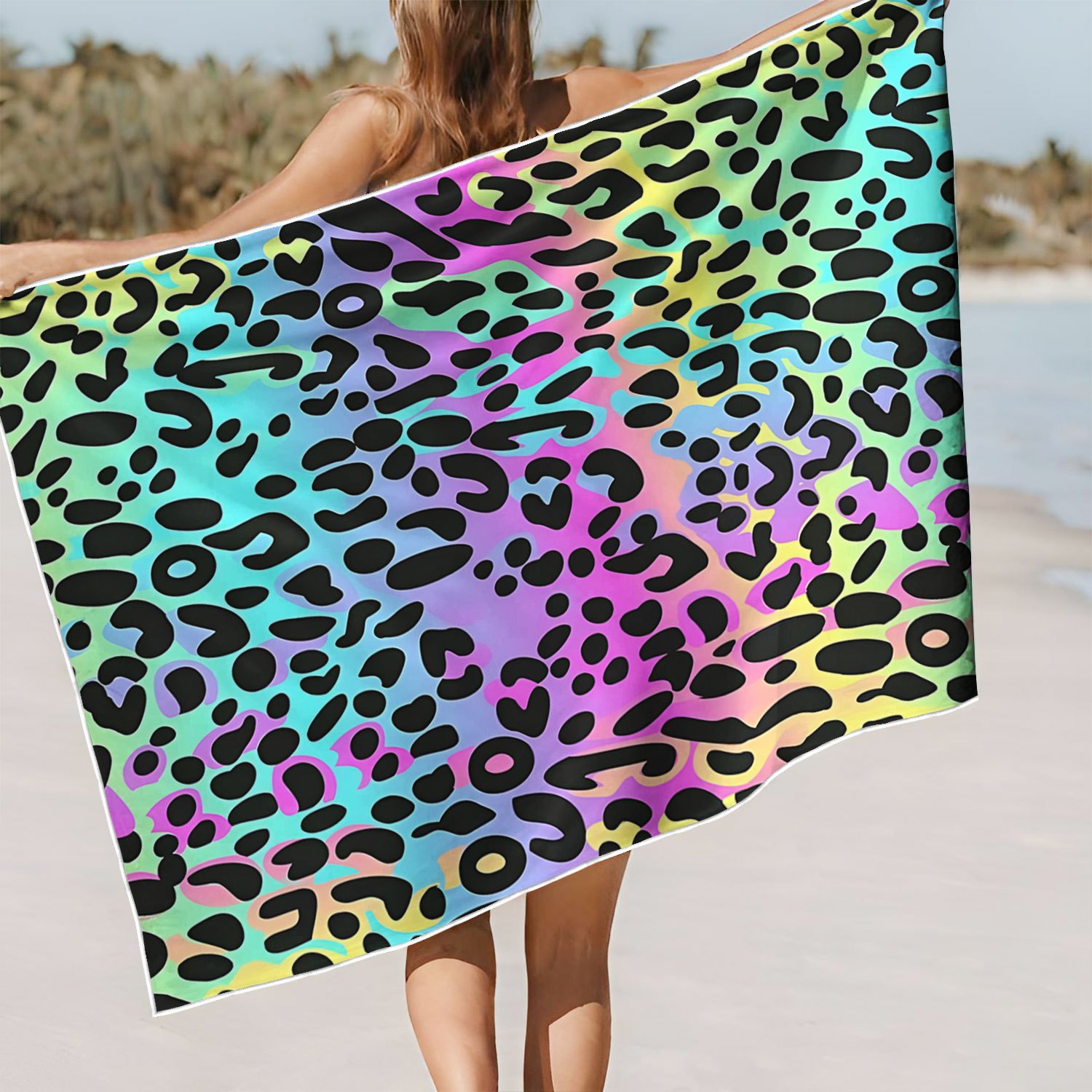 offene 1 teilige bunte strandtücher leopardenmuster extra