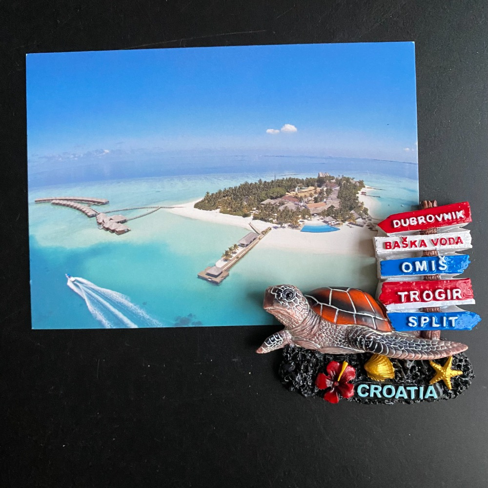 3d Resin Refrigerator Magnet From Croatia - Sea Turtle & Sign Design | Octagonal Abs Material | Home Kitchen For