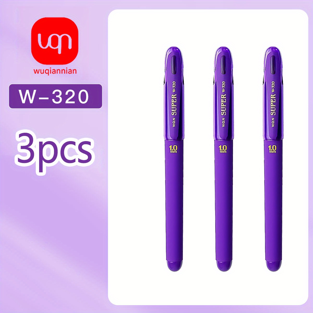 TEMU Wqn-3/ 7pcs 1.0mm Large Capacity Purple Gel Pens, Smooth And Ink Flow, Writing And Quick Drying, , Back-to-