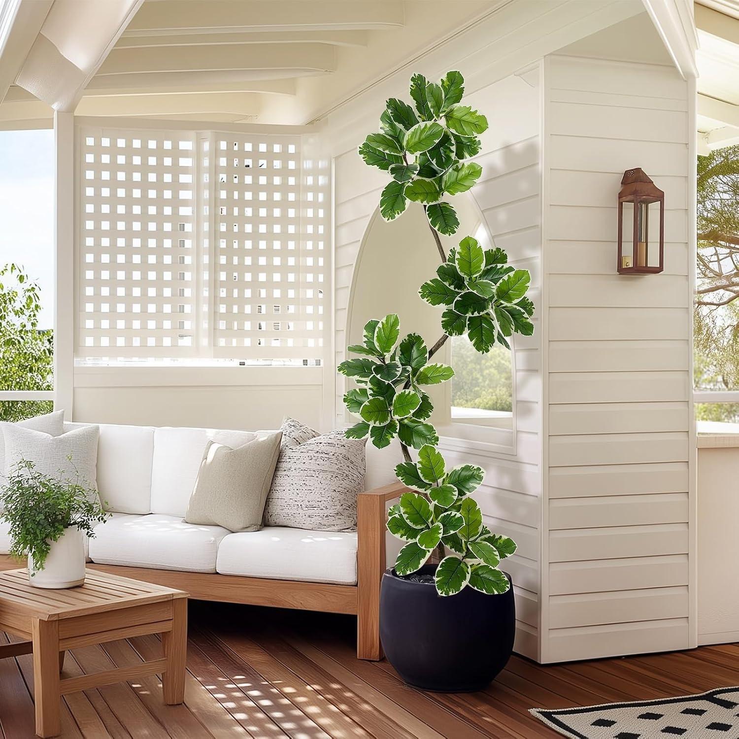 213,36 cm Hoge Kunstmatige Fiddle Leaf Figboom met Plantenbak