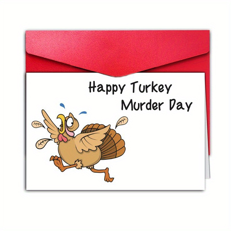 

1pc Greeting , Turkey , " Turkey Murder Day" Humorous , For & , , , ,