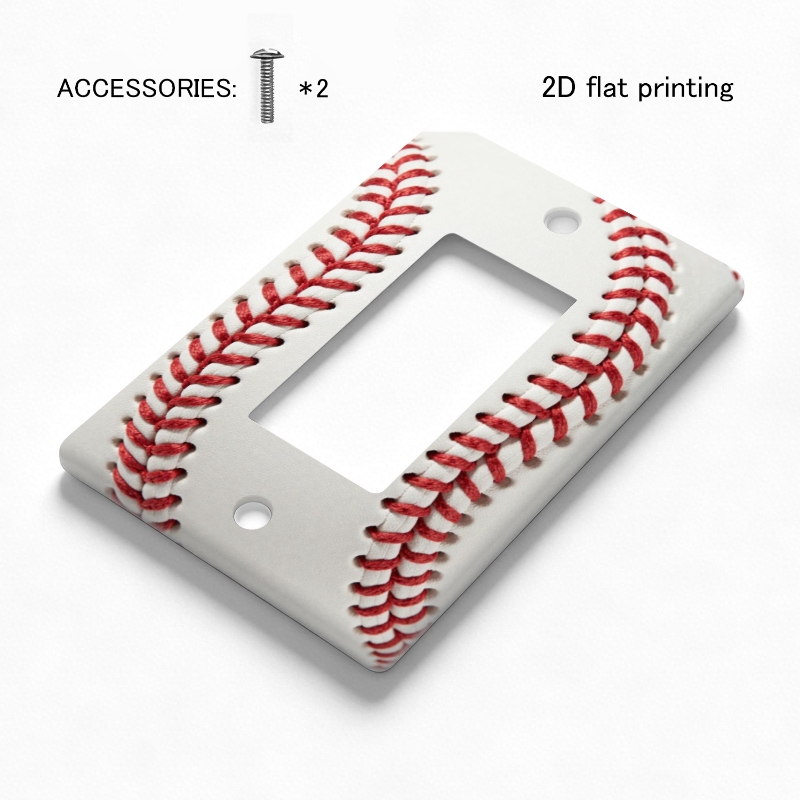 TEMU 1pc 2d Flat Printing "classic Baseball , Exquisite Stitching Details", Switch Panel Cover, Wall Decoration, Suitable For Light Switch Or Socket,