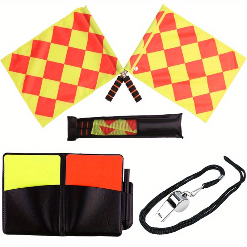 

Soccer Referee Kit With Red And Yellow Cards, , And 2pcs Quadrangular Flags - Pvc/abs, Storage Bag Included