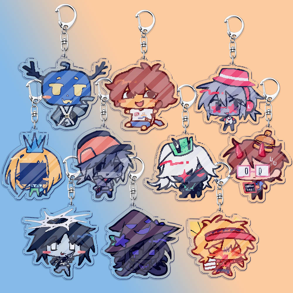 TEMU 2d Flat - 10pcs-2d Flat Acrylic Keychain, 2d Game Acrylic Keychain Ring Double-sided Key Chain Pendant Fan Couple Gift