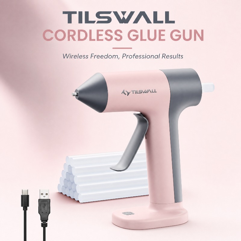 Image of 4v Cordless Hot Melt Glue Gun | Usb-c Rechargeable, Fast Heating, Includes 20 Glue Sticks, High- Hot Melt Glue Gun, Suitable For Crafts/home Repairs/woodworking Repairs, Pink.