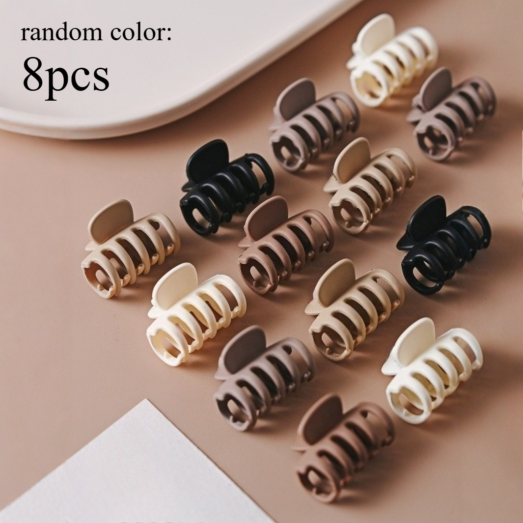 Image of 8pcs Random Color, Ladies' Small Premium Matte Grab Clip, New Cute Braided Hair Shark Clip, Side Clip, Bangs Clip Hair Accessories