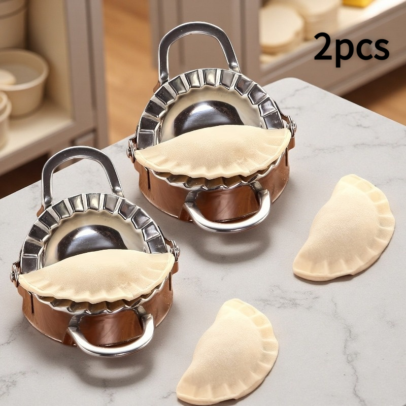 TEMU [stainless Steel Dumpling] 2 Stainless Steel Dumpling Machines - Easy-to-use Stamping And Cutting Tools Making Dumplings, Pies, And Pastries -