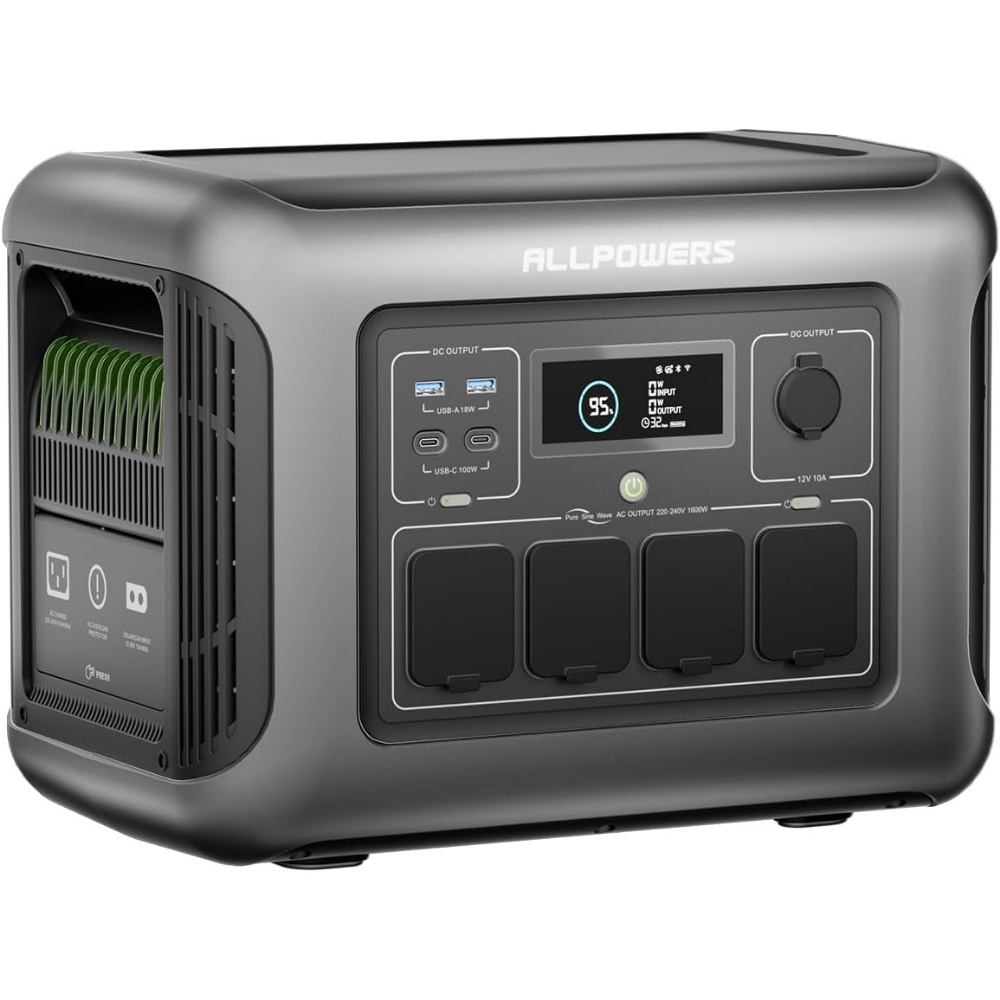 Allpowers Portable Power Station R1500 Lite, 1056wh Lifepo4 Battery, 1600w Solar Generator, 0-80% Charged In With Mode, Power Supply For Garden, Party, Travel