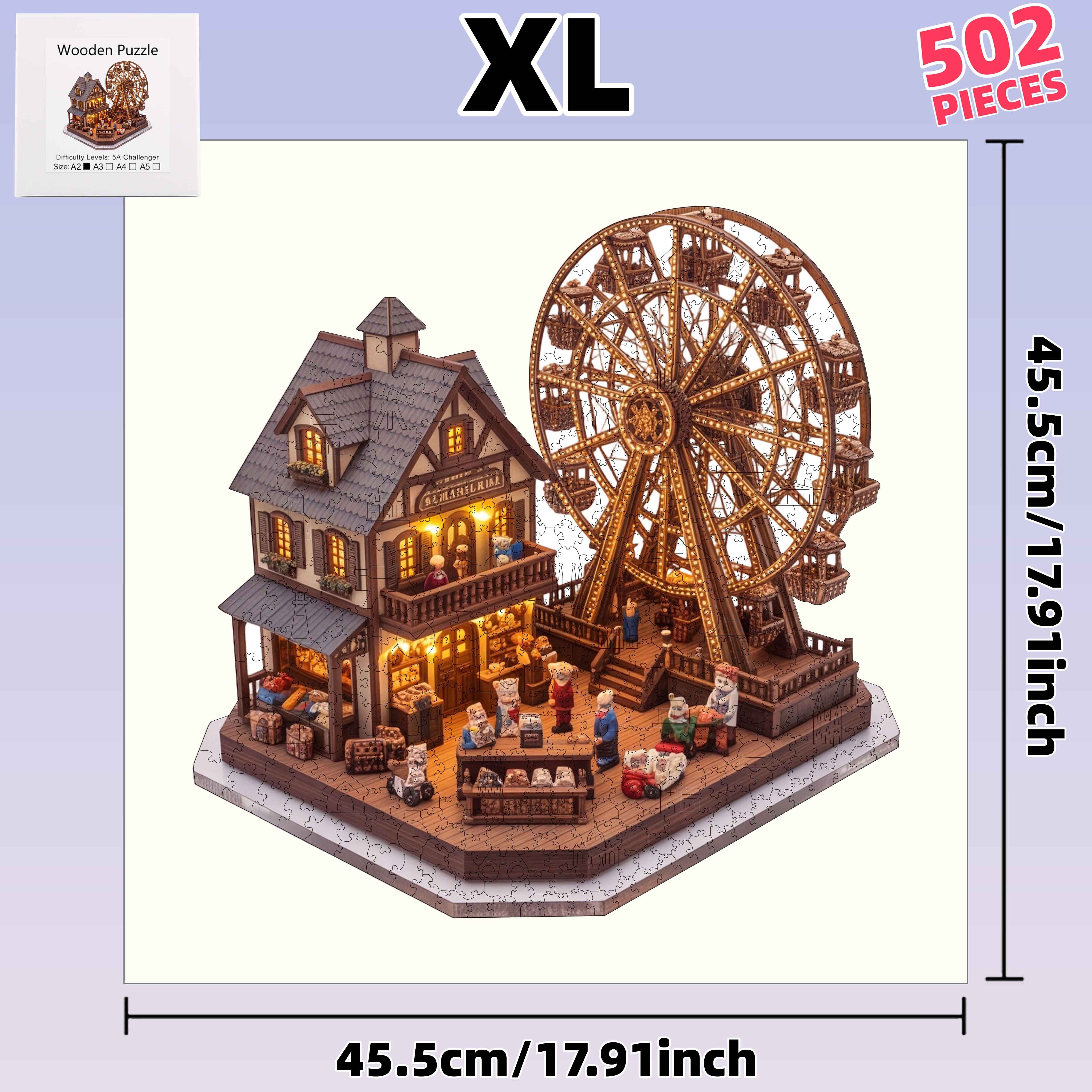 TEMU 502pcs By The Wheel - High Difficulty Irregular Shape Wooden Puzzle - Premium , Vibrant Colors - Toy 14+ - Ideal Gift For Thanksgiving,