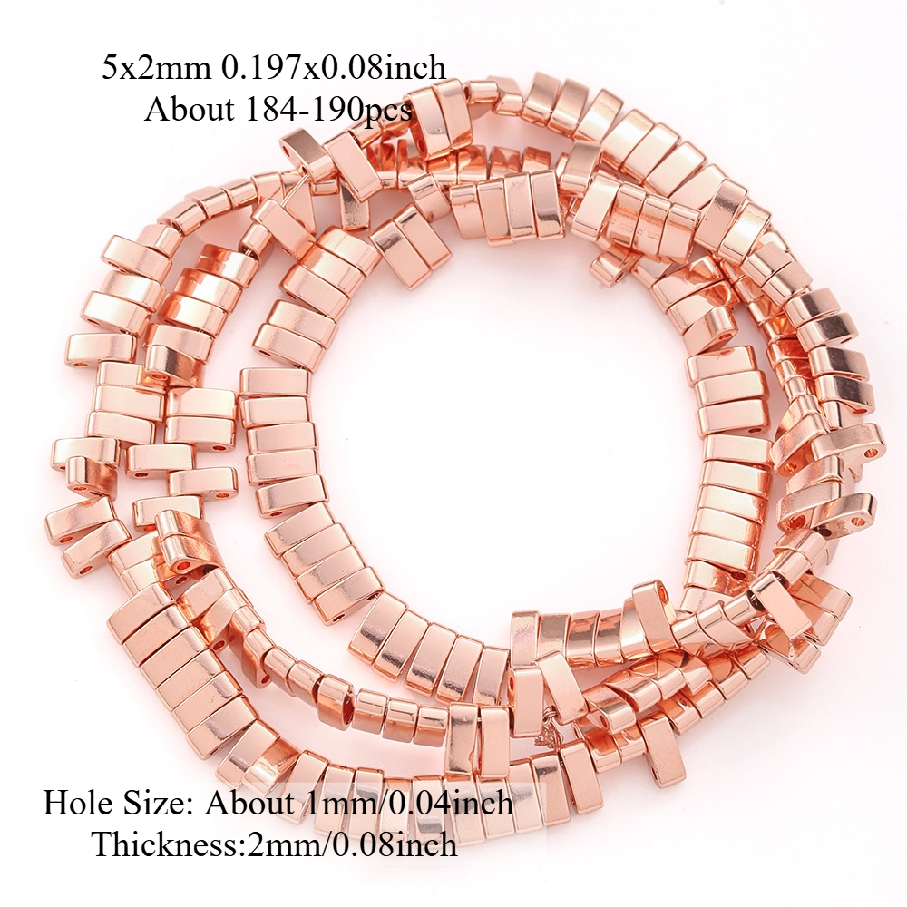 TEMU Perles ASVRAI en hématite rose plaquées à naturelle - Perles d'espacement rondes à double trou de 5x2mm adaptées à la fabrication de bijoux,
