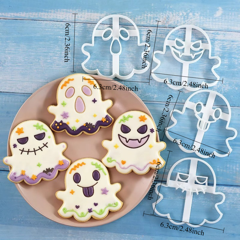 TEMU Lot de 4 emporte-pièces amusants de monstres pour pâte à modeler, moules de bricolage pour les fêtes et Halloween, de de monstres, adaptés à