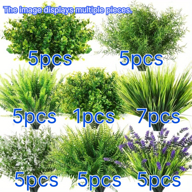 Image of 38pcs Synthetic Plant Set, Uv-resistant Faux Shrubs. Bulk Plastic Shrubs Flowers, Ideal For Outdoor Vases, Farmhouse Garden Decor, Wedding Arrangements, And Home Decoration