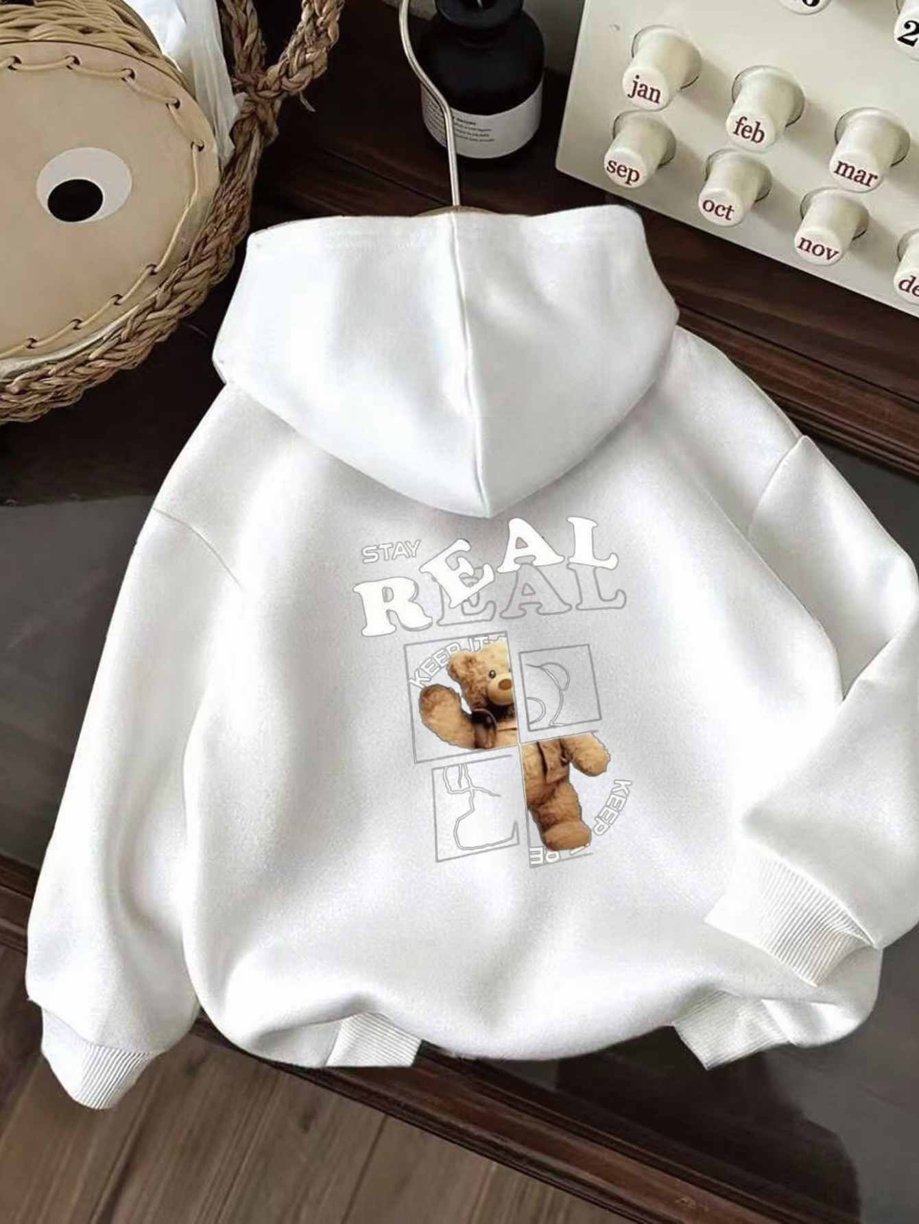 Felpa Con Cappuccio Kawaii Per Ragazze - Ricamo Orso Con Tazza Di Tè Al Latte, Colori Pastello, Stile Loose, Tasca Frontale - 3