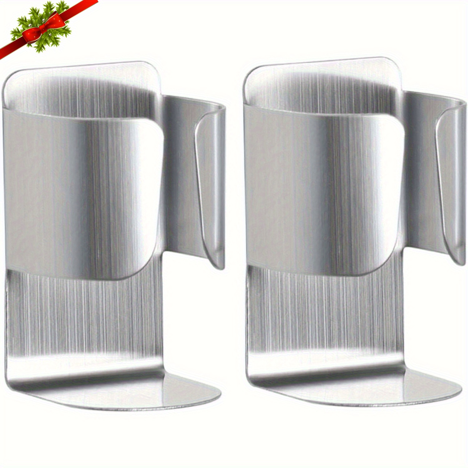 Image of 2pcs Stainless Steel Electric Toothbrush Holder Wall Mount - Bathroom Organizer With Toothpaste Holder, Fits Handles 0.86-1.29 Inch Diameter, Bathroom Accessories