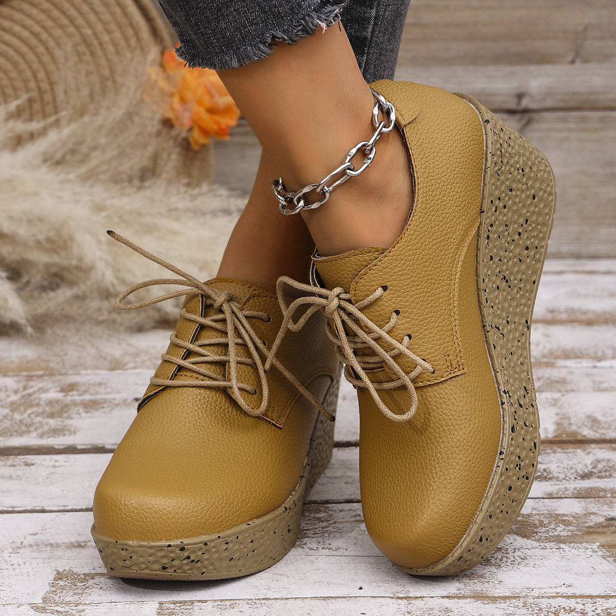 par zapatos moda mujer tacón cuña zapatos plataforma Temu