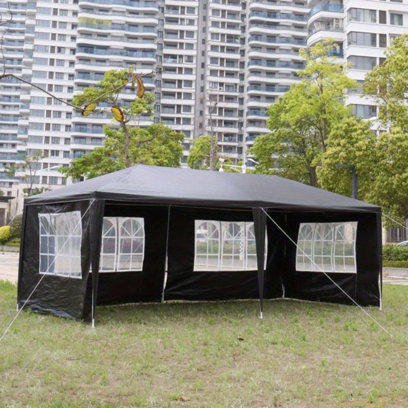 10'x20' Outdoor Party Tent with 6 Removable Sidewalls - Heavy-Duty Canopy Gazebo, High Quality Event Tent with Easy Setup, for Weddings, Parties, Markets, Markets - Black, Tents for Outside Party, Wedding Shelter, Sturdy Rope Support, Reinforced Frame, Market Vendors, Patio Shelter, Durable Construction, Weatherresistant Material, Market Stall Owners