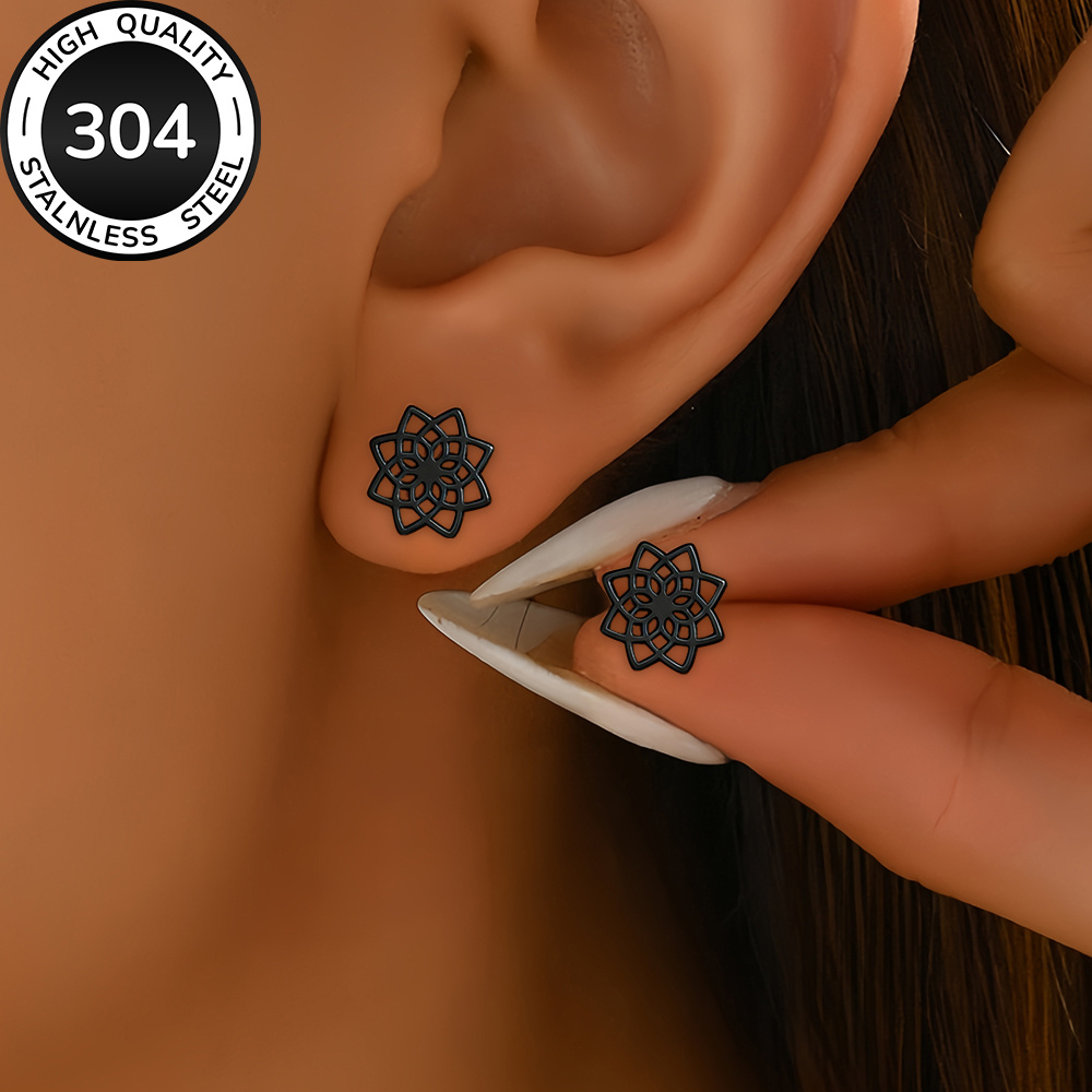 TEMU High-quality Hypoallergenic Stainless Steel Golden Stud Earrings, Fade-resistant, Simple And Elegant, Suitable For Daily Wear Or Parties, A