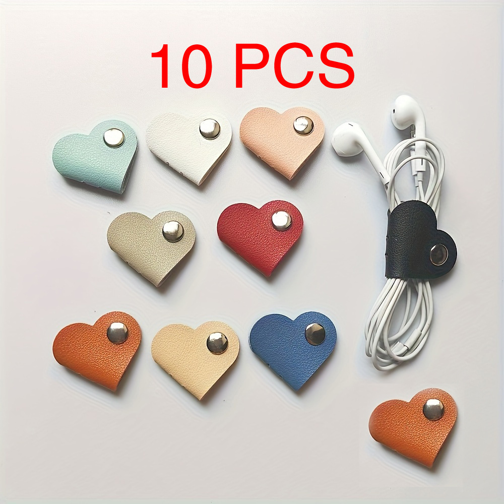 TEMU 10 Paquetes de Sujetacables de de Cuero PU, Clips Multicolor para Organizar Cables de Auriculares y Cargadores, Sujetacables de Cuero PVC -