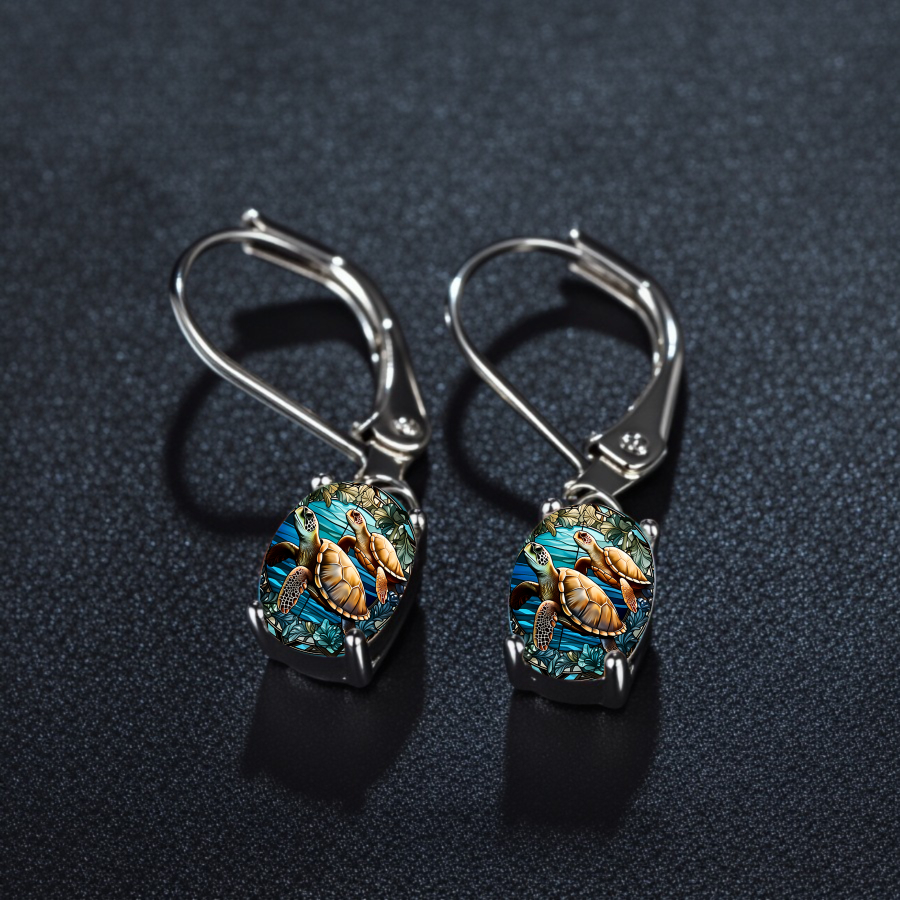 TEMU 2pcs Turtle Earrings Shell Earrings Nature Earrings Water Earrings Oval Earrings Animal Earrings Jewelry Accessories Unique Jewelry Christmas