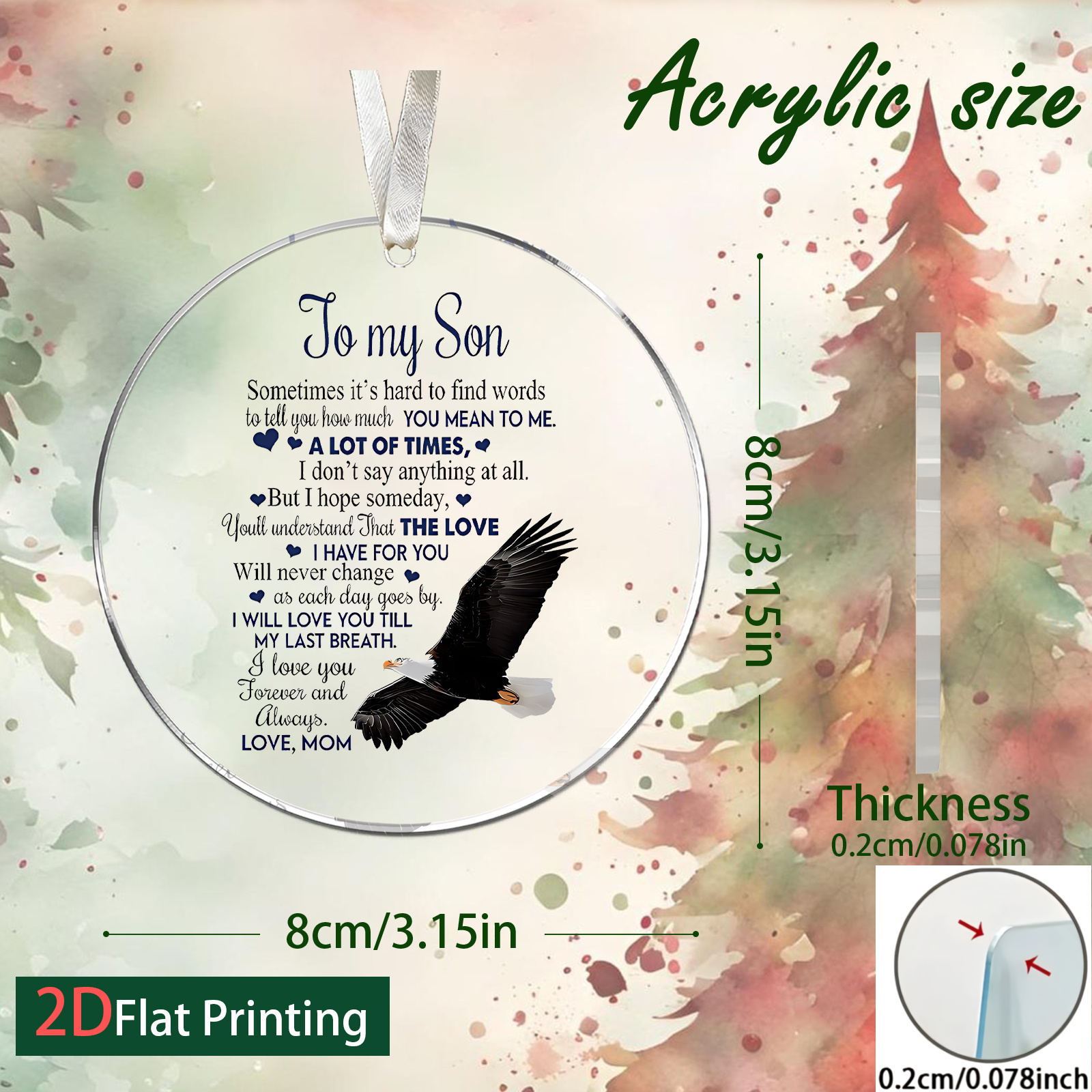 TEMU 2d Flat, 2d Flat Christmas Acrylic Pendant, Acrylic Hanging Ornament For Son - Perfect For Christmas Tree Or Living Room Decoration - Gift From