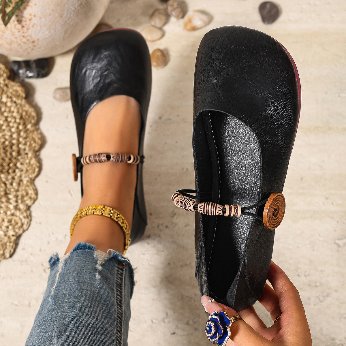TEMU New Chinese Style Gentle Flat Shoes For Women, 2025 /autumn Mary Jane Shoes To Pair With Skirts, Women Shoes