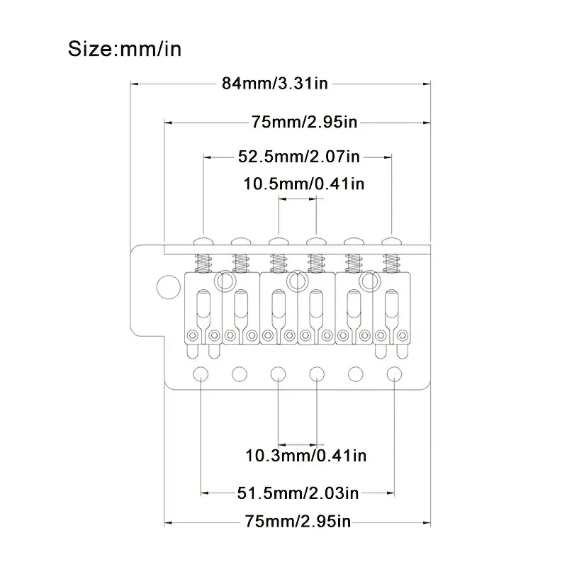 1 Set Alloy 6-String Flat Saddle Single Tremolo Bridge System for Electric Guitar, Including Bridge Plate, Tailpiece, and Installation Accessories- Silvery/Golden/Black, Guitar Hardware