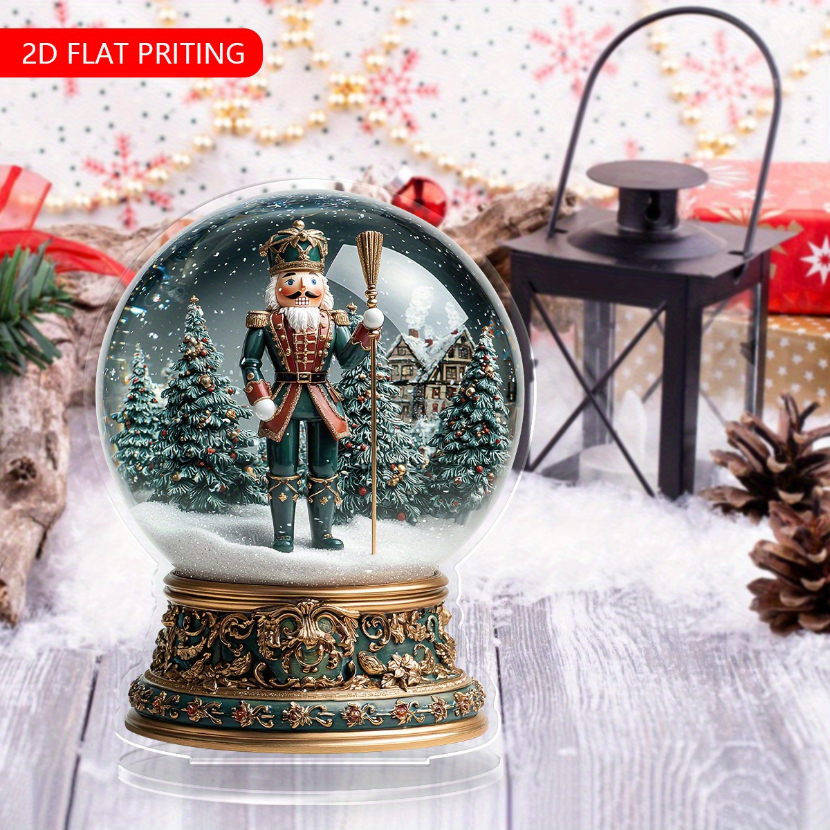 

Classic Nutcracker Snow , Acrylic Tabletop Decor, 2d Flat Printing, Christmas Decoration, With Nutcracker Figures, For Home & Kitchen Holiday Decor, Multipurpose Use