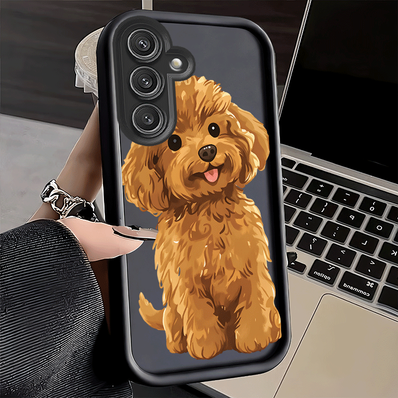 Etui za telefon - čRrno-bel TPU ovitek za mobilni telefon z motivom risane pudla, zagotavlja popolno pokritost in zaščito padci, združljiv z