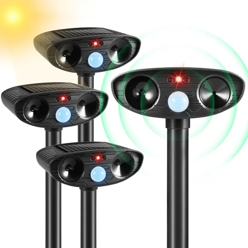 2025 4 pack solar powered technology animal repellent with motion detection keep deer cats and more away from your yard details 0