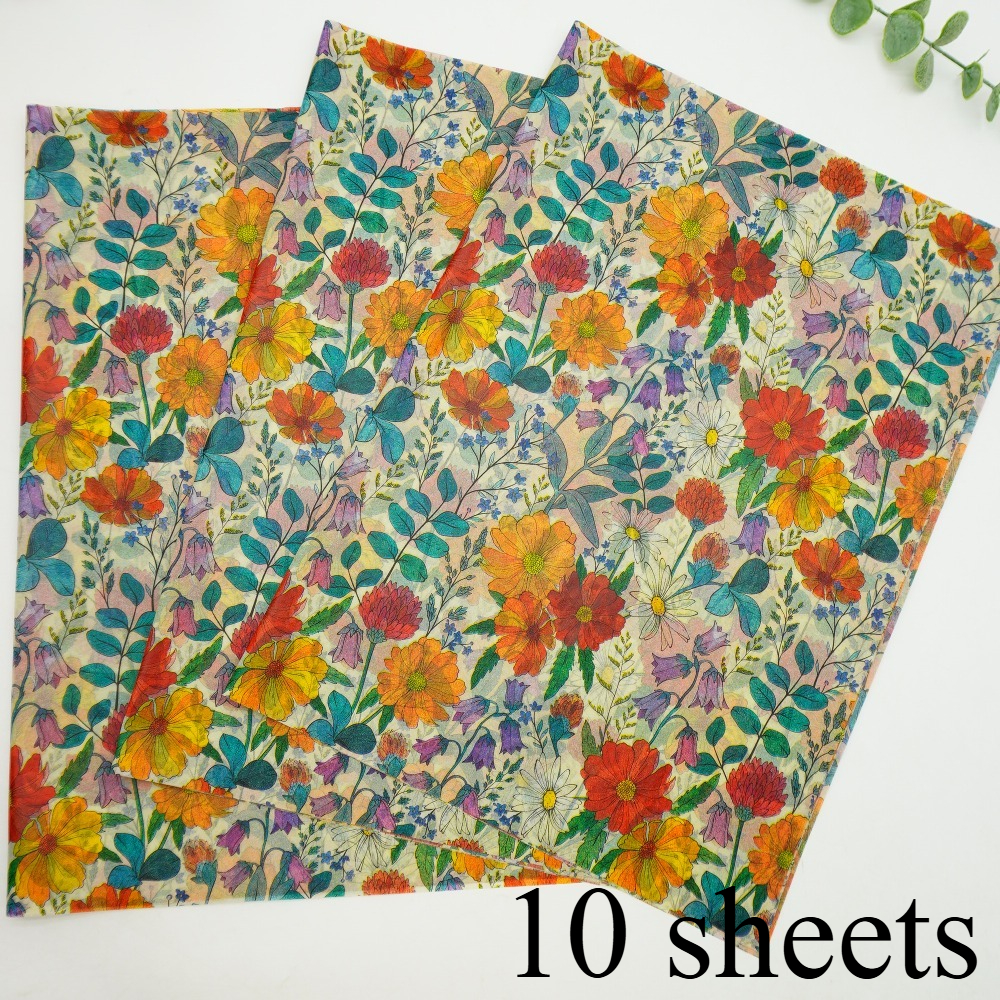 TEMU Vintage Floral Eucalyptus Branch And Leaf Pattern Wrapping Tissue Paper, Suitable For Gift Decoration, Bouquet Wrapping, Gift Box Lining, Gift