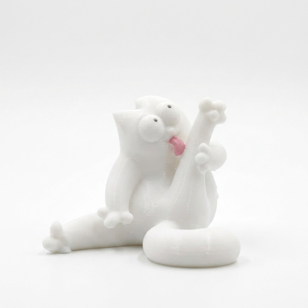 TEMU 1pc 3d Printed Funny Cat Figurine, White Cat Desktop Decor, Creative Animal Ornament, Decorative Statue For Home Office Desk