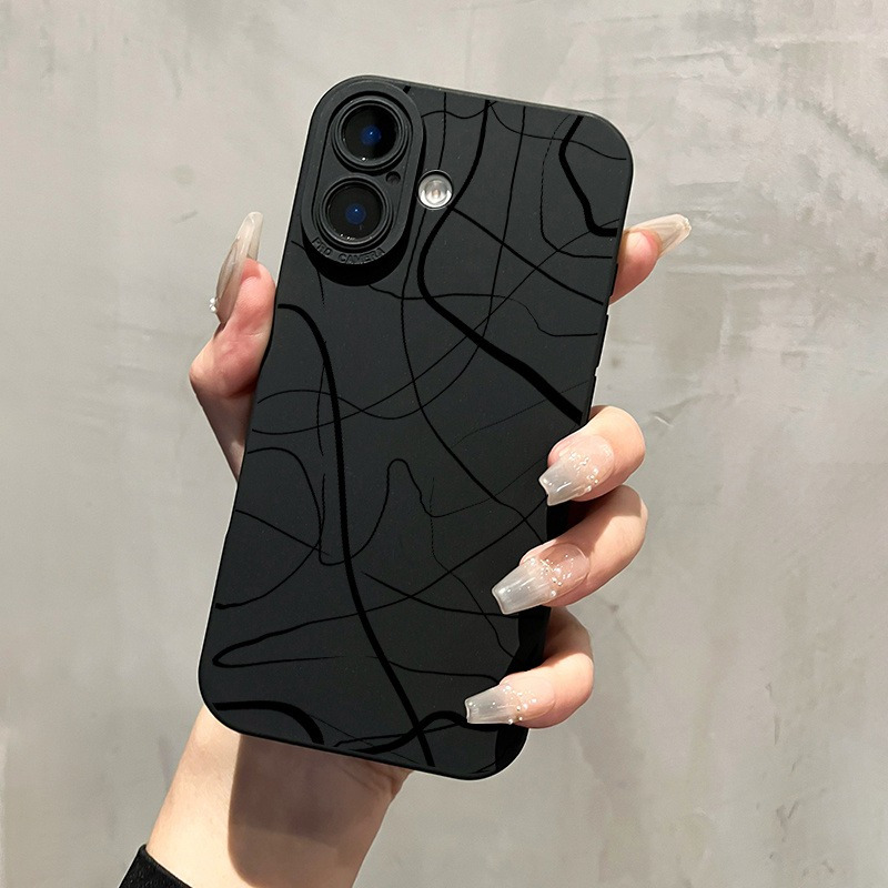 TEMU Full Screen Irregular Curve Black Tpu Phone Case, Suitable For 15 14 Pro Phone Cases, New Year Gifts, Holiday Gifts, Birthday, Girlfriend,