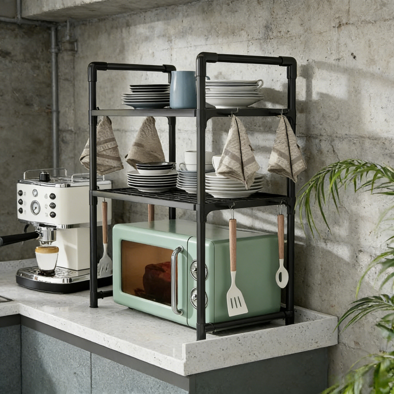 High-quality, Installation-free, Movable Multi-tier Kitchen Storage Rack. Easily Organizes,, Rice Cookers, and Potted Plants, Freeing up Valuable Countertop Space. Nordic Minimalist Style, a Practical Must-have for Any Home. Suitable for Holiday