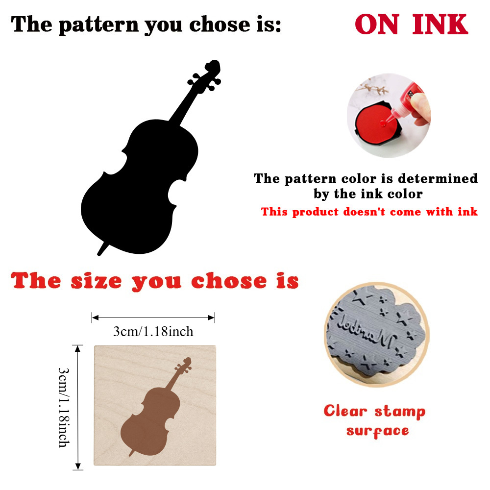 Vintage Cello Multifunctional Wooden Rubber Stamp for Crafts