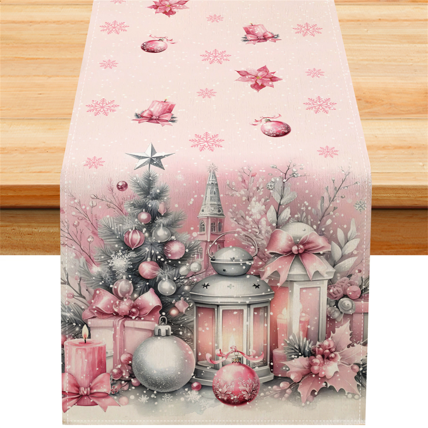 TEMU 1pc Árbol de Navidad Navideña Regalos Vela Poinsettia Copo de Nieve de Mesa Navideño - Decoración de Mesa de Comedor de Cocina para Fiestas de