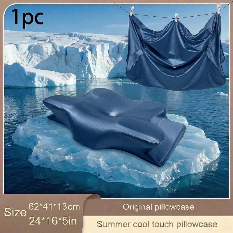 TEMU 1pc Satin Neck Pillow Cover, -shaped Original Pillow Cover, Summer Cool Pillow Cover, 60*40 Pillow Cover, Suitable For Women As A Cooling Pillow