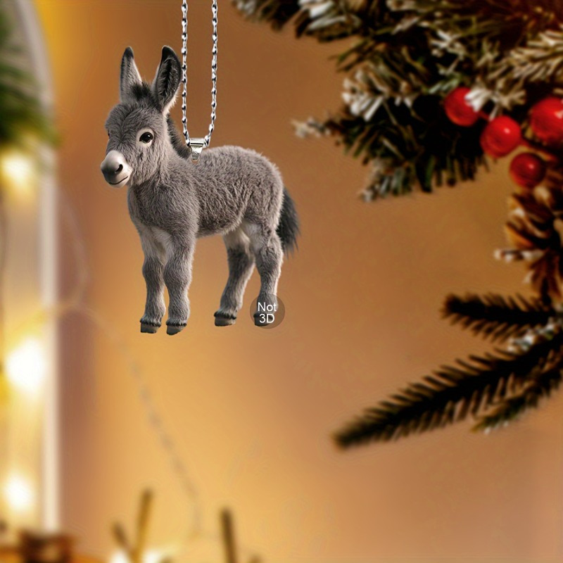 

1pc Acrylic Donkey Hanging Ornament, 2d Animal Charm, For Car And Home, Holiday Christmas Tree Decoration