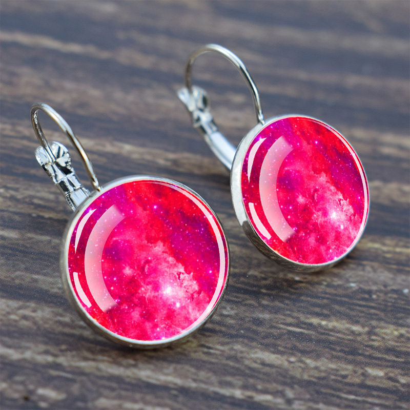 Image of 1pair Universe Nebula Exquisite Time Gemstone Earhook Fashion Romantic Metal Pendant Earrings Daily Party Jewelry Astronomy Enthusiasts Gift