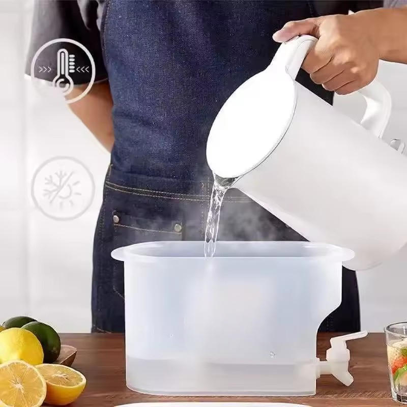 3.5L Large Capacity Refrigerator Water Dispenser with Spigot Tap - No Electricity Needed, Space-Saving Beverage Pitcher for Cold Drinks, Iced Water & Refreshing Drinks, High-Quality Kitchen Accessory, Spillproof Dispenser | Square Shaped Pitcher | Highcapacity Dispenser, Beverage Dispenser for Fridge