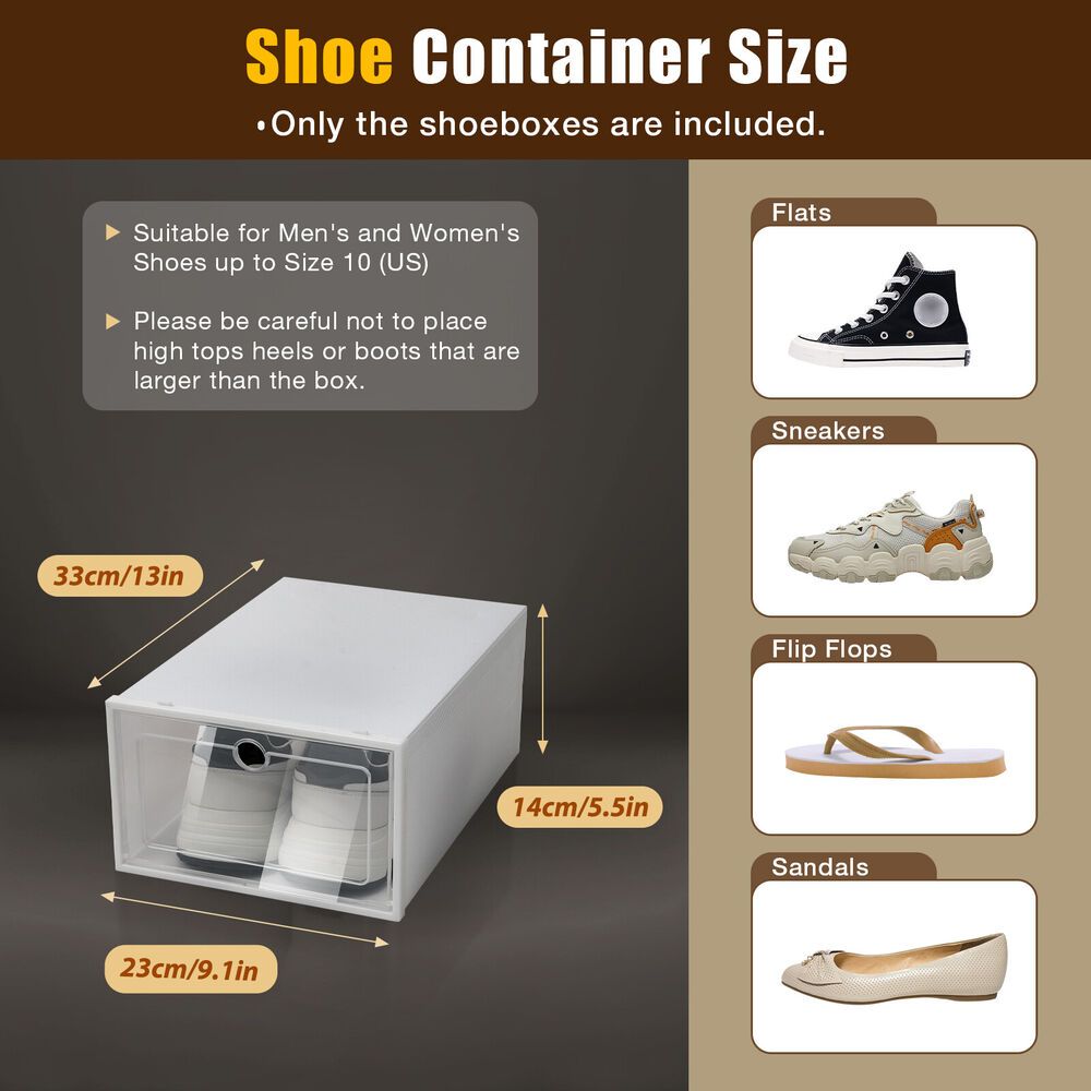 TEMU 24pcs Shoe Storage Box Clear Plastic Shoes Case Stackable Organizer Display