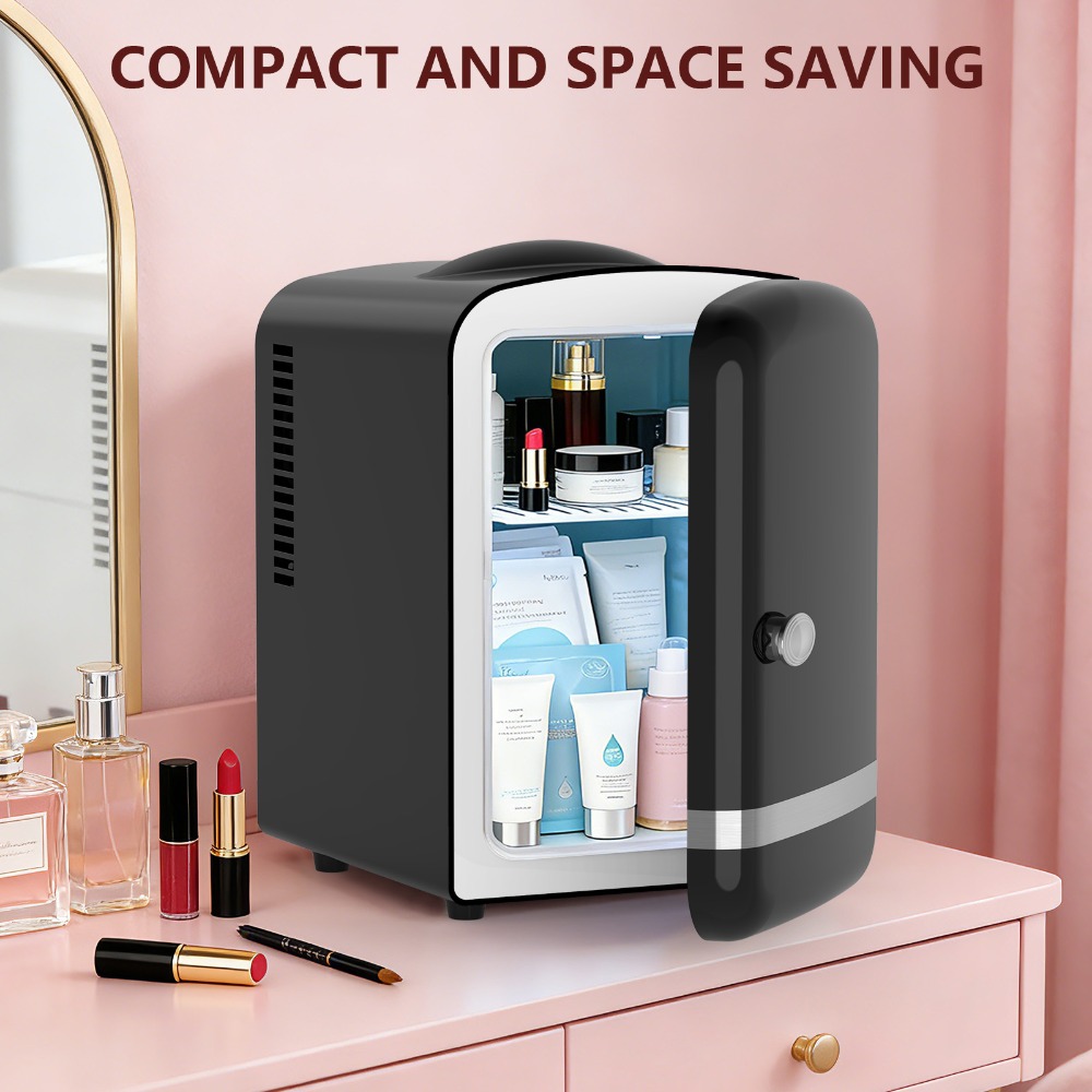 TEMU Kndko 4l/10l Fridge, Portable Small Refrigerator, 2.6 Gal Desktop Fridge With Ac/ Adapters, Small Cosmetics Cooler For Beverage, Food, Makeup,