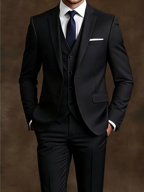 mens fashionable 3pcs suit set and trousers groomsmen stylish and elegant suitable for weddings business occasions and parties gray single breasted blue double breasted