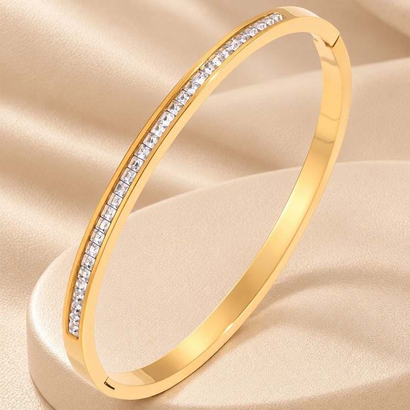 3pcs Stackable Bracelet Set with Synthetic Zirconia, Adjustable