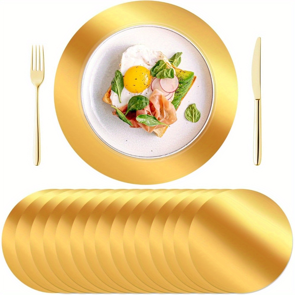 50pcs Elegant Golden & 13" Round Disposable Paper Placemats - Mirror-finish, Wedding, Birthday, Dinner Parties & , Best For Christmas