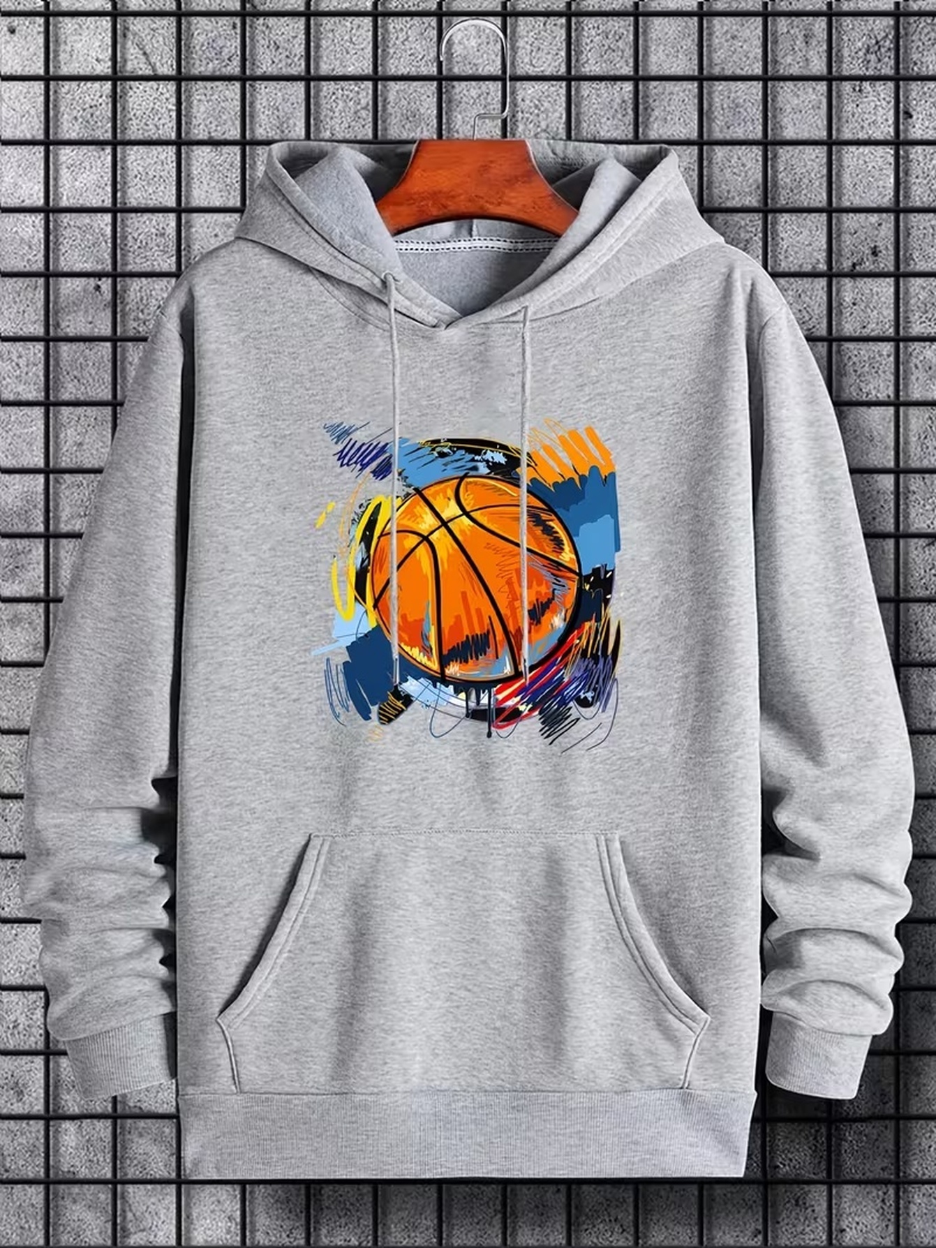 item picture mens printed drawstring hoodie sweatshirt