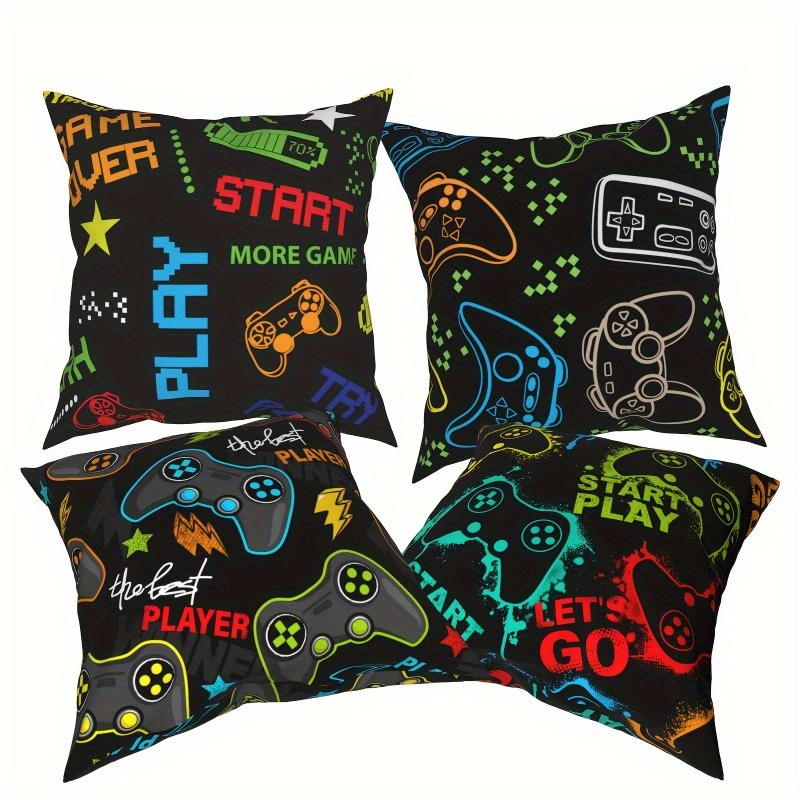 

4pcs Game Pillow Pillow Game Player Gift Cushion Cover Game Player Decoration Room Bedroom Sofa Decoration Pillow Short Plush Decoration 18x18 Inches