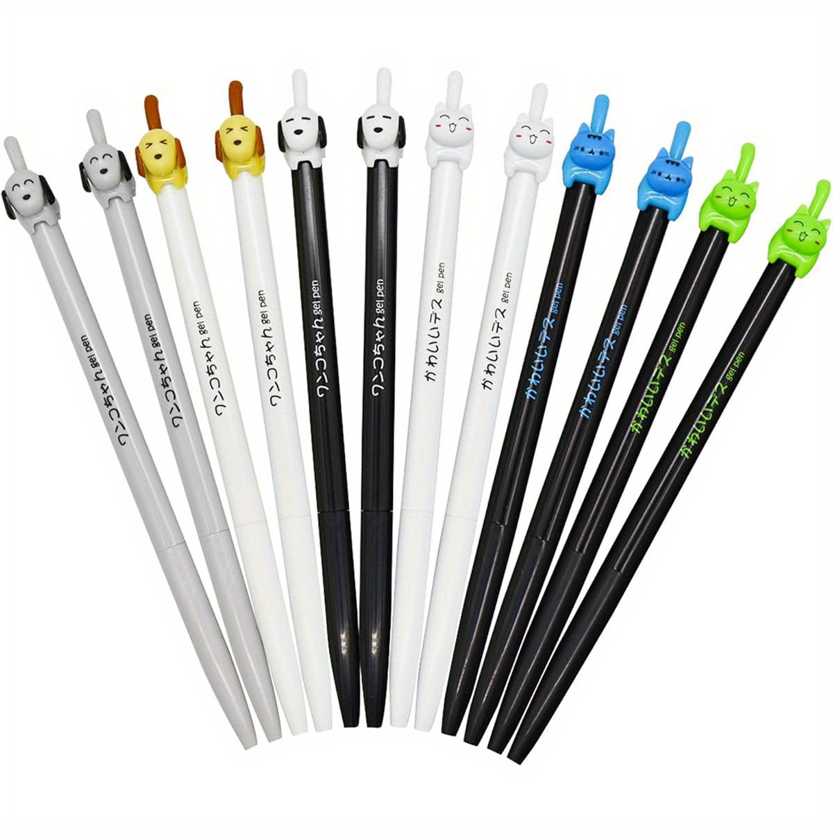 12pcs cute   tail clicker retractable pen novelty japanese little kitten rollerball pens black ink for cat lovers student shcool office supplies stationery party favors Product details 4