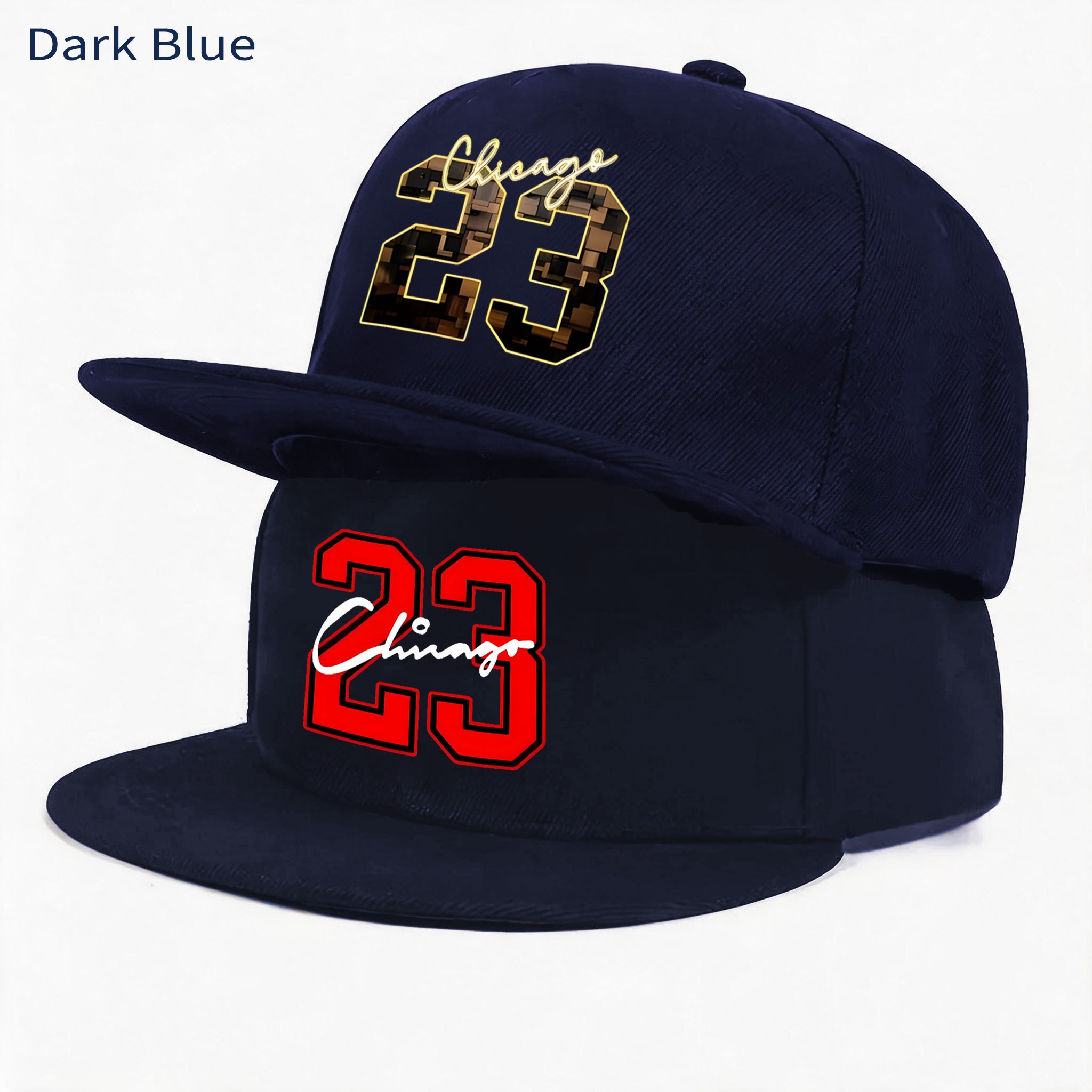 TEMU 2pcs Chicago 23 Baseball Caps For - Adjustable Flat Brim Hat With Iconic Number 23 Print, Lightweight Suitable For Streetwear, Outdoor Sports,