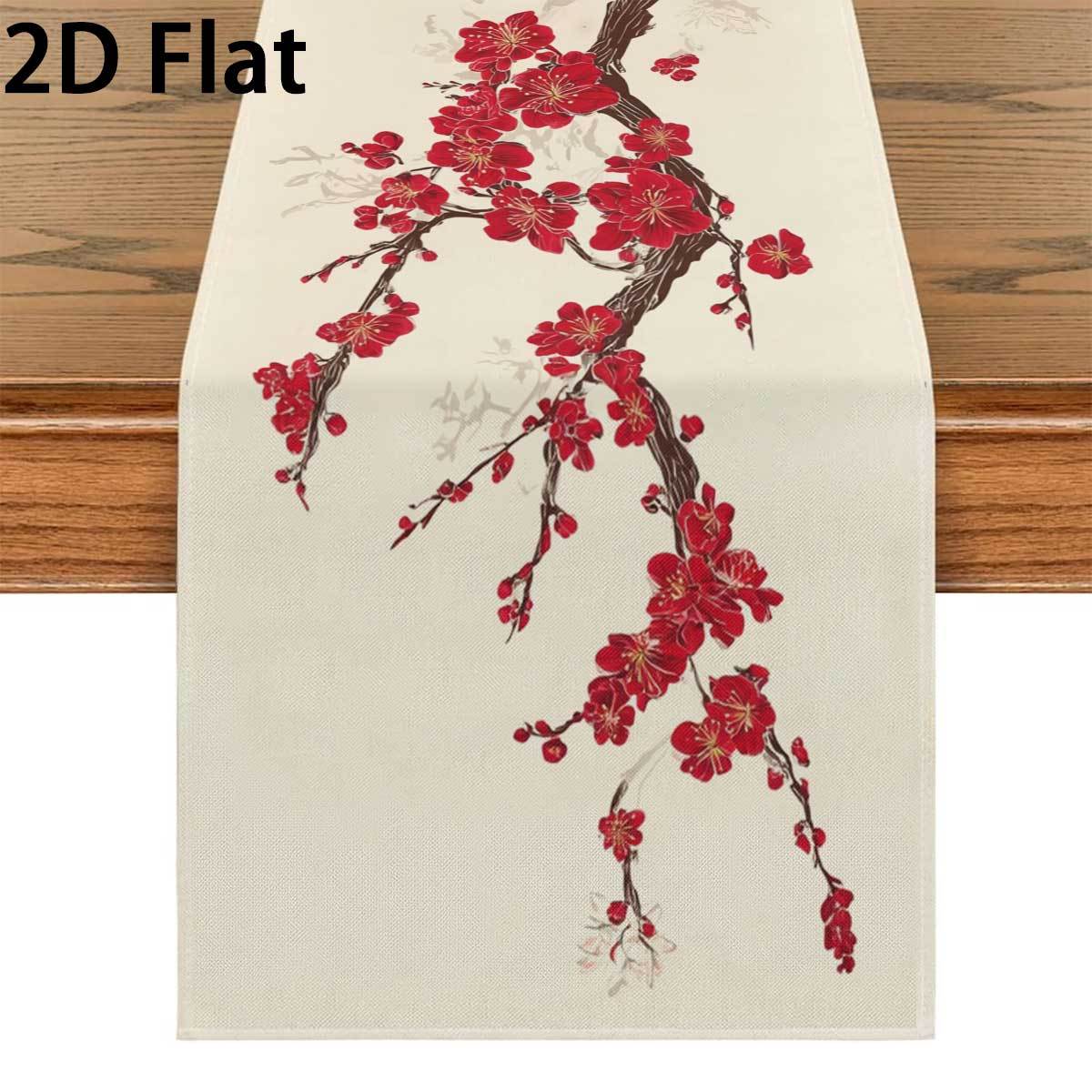 TEMU 1pc 2d Branch Pattern Table Runner | Chinese Theme, , Ideal For Indoor/outdoor, Tea Tables, , Living Rooms, Dining Tables - New Product